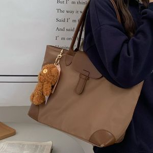 Sac fourre-tout en nylon pour femmes, sac à bandoulière de grande capacité, pour les trajets quotidiens, pour les étudiants, couleur unie, fermeture à glissière - Product Image 3
