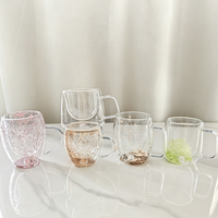 Tasses en verre à double paroi pré-percées faites à la main avec poignée à clip, sans BPA, pour globe à neige DIY, cadeau pour filles