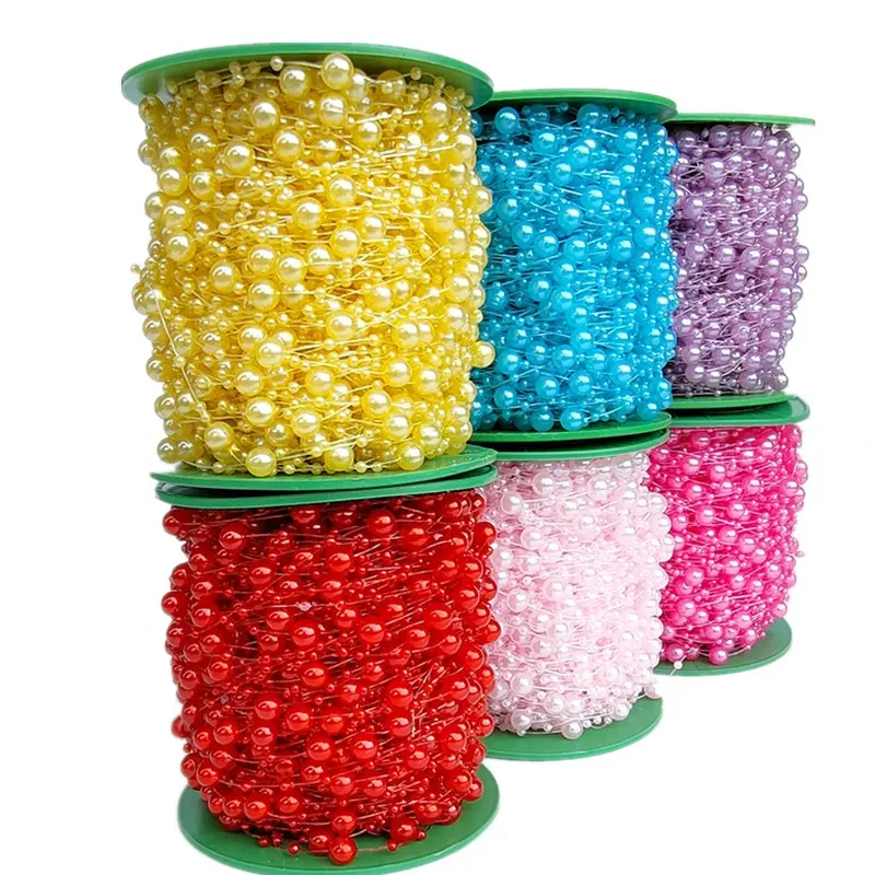 60m Roll Pearls Beads DIY Party Garland Wedding Centerpieces Bridal Bouquet Crafts Decoration