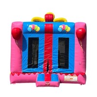 Casa de Brinco Inflable de PVC Rosa con Caja de Regalo, Divertida y Resistente, con Capacidad para 220 lb, para Niños, Fácil de Instalar, para Eventos Comerciales