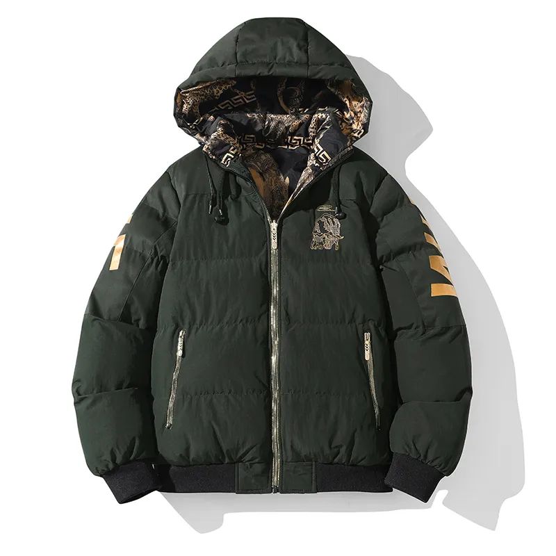 Abrigos de doble cara para hombre, chaqueta cálida y a prueba de viento de nailon para hombre, chaqueta bomber cortavientos tejida, chaqueta acolchada de alta calidad