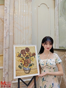 <span class=keywords><strong>Vincent</strong></span> van Gogh Vase avec quinze mosaïque Sunflow Pierre classique et peintures en pierre élégantes puzzle gemmes artisanat entièrement fait à la main - Product Image 2