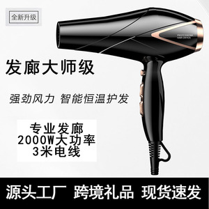 Sèche-cheveux haute vitesse 2000W avec moteur AC, professionnel pour salon et usage domestique, soin lumière bleue, séchage rapide, buse unique, noir - Product Image 5