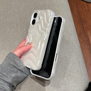 3D Stars Ripples Soft TPU Phone Case para <span class=keywords><strong>iPhone</strong></span> <span class=keywords><strong>13</strong></span> 14 15 16 Pro Max Glitter White Color sólido Wave Pattern Funda trasera a prueba de golpes - Product Image 5
