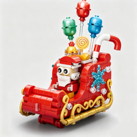 Ensemble de blocs de construction Train Fantastique Lumineux 1461 pièces Briques en plastique 4-en-1 Traîneau Renne Boîte Cadeau Modèle pour les 2-9 ans DIY