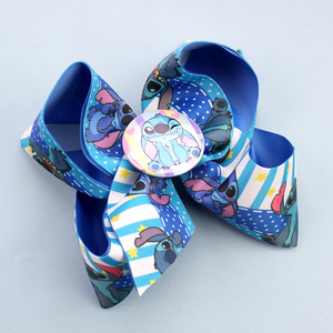 Pinza para el pelo de alienígena azul con lazo de cumpleaños Angel <span class=keywords><strong>Ohana</strong></span> y botones de alienígena azul, accesorios para el pelo de personajes de dibujos animados - Product Image 4
