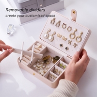 Nouvelle boîte de rangement à bijoux en cuir PU et velours, rectangulaire, étanche, à deux couches, avec gros boutons, personnalisable, avec logo, idéale comme coffret cadeau.