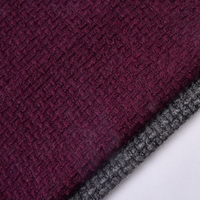 Tissu Tweed Jacquard Premium Lourd à Carreaux Bordeaux Grille 3D pour Veste de Costume Manteau Blazer
