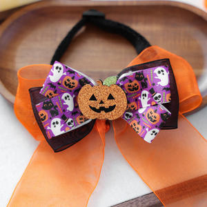 2025 Otoño e Invierno lindo cachorro gatito calabaza cabeza bufanda nuevo para perros impreso poliéster accesorios para mascotas para Halloween - Product Image 5