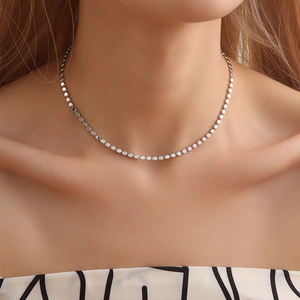 Venta caliente 18K chapado en oro cadenas gargantilla collar estilo Simple simplicidad pequeño collar de Cuentas planas para Mujeres Hombres - Product Image 2