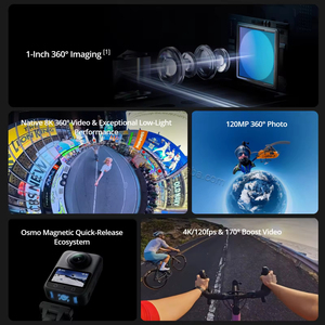 D <span class=keywords><strong>J</strong></span> I Osmo 360 Combo standard 1 \ "CMOS Caméra Vlogging 120MP 360 ° Photos 105GB 8K/30fps 100min Enregistrement continu - Product Image 5