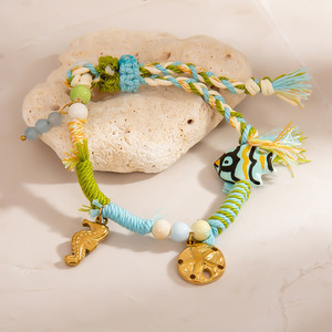 Pulsera de dijes con nudo de fresa de cuatro hojas colorida y diseño de borla de cerámica de frutas para mujer, regalo de joyería SL41570 - Product Image 3