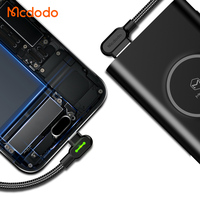 Kabel Data Pengisian Daya USB C Mcdodo 528 Terlaris, Sudut Ganda 90 Derajat, Lampu LED, untuk Android Tipe C