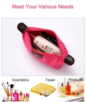 Trousse de toilette imperméable à l'eau emballage sac de maquillage voyage pochette cosmétique en nylon avec logo imprimé personnalisé pour sac cadeau gratuit