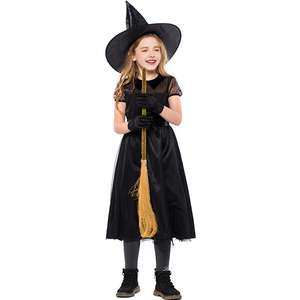 Costume de sorcière en maille noire pour enfants, idéal pour les spectacles d'Halloween et les jeux de rôle déjantés - Product Image 3