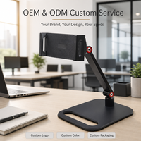 Support de tablette en aluminium OEM à moule privé 360° °   Support de bureau robuste réglable en hauteur (43-60 cm) et rotatif pour le bureau, vente en gros