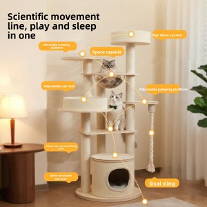 Árbol para Gatos de Madera Maciza, Moderno, de Lujo, Ecológico, Fabricado en Fábrica, de Múltiples Niveles, con Poste Rascador de Sisal y Hamaca para Gatos de Todos los Tamaños - Product Image 4