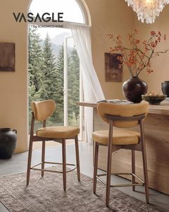 <span class=keywords><strong>VASAGLE</strong></span> - Juego de 2 Sillas de Bar de Lujo Modernas de Madera con Asiento de Cuero Sintético Marrón Caramelo y Patas Cónicas - Product Image 3