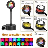Lampe de sol LED Sunset, lumière de nuit moderne RGB pour les fêtes, lampe Sunset / projecteur de lumière Sunset