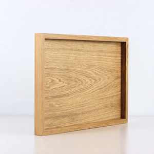 Plateau de service rectangulaire en bois de chêne, style japonais/Japandi, biodégradable, écologique, design minimaliste, pieds en bloc, pour hôtel - Product Image 1