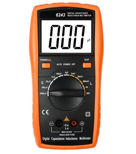 Pengukur LCR kapasitansi Digital 6243, penguji transistor kapasitor genggam, multimeter diode lampu belakang LCD