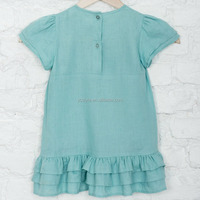 Robe décontractée pour filles, col rond, style vintage, en coton tricoté respirant, avec volants, manches courtes élastiques, en coton