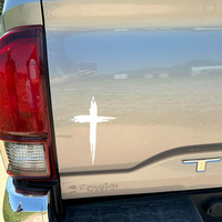 Autocollants en vinyle blanc 4x6 pouces, motif croix et clou pour voiture, camion, ordinateur portable, mur, bouteille d'eau