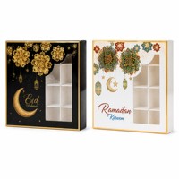 Boîte à chocolats de Noël carrée pliable recyclable avec fenêtre, 16 compartiments, en carton blanc, pour bonbons, vente en gros