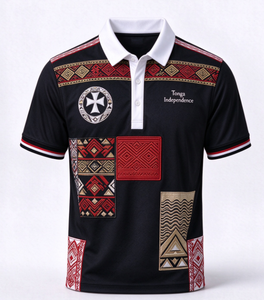 <span class=keywords><strong>Polo</strong></span> da Uomo con Bandiera di Tonga e Motivo a Croce Polinesiano, Design Casual a Maniche Corte, Personalizzabile a Basso Costo - Product Image 5