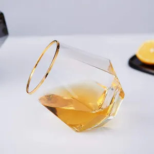12盎司黄金/玫瑰边菱形塑料无干杯一次性塑料葡萄酒威士忌杯20克和40克