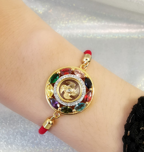 Braccialetto Portafortuna del Tempio Thailandese, Regalo Ideale, con Corda Rossa e Tormalina, Regolabile per un Giro di <span class=keywords><strong>Fortuna</strong></span> - Product Image 1