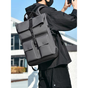Men's Stylish Premium PU <b>Backpack</b> Vintage Fashionable Roll-Top New Outdoor Travel Leisure for Summer - Product Image 6