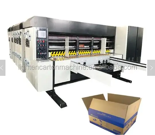 Automatico scatola di cartone flexo stampante slotter rotativa die cutter con stacker macchina migliore all'estero servizio