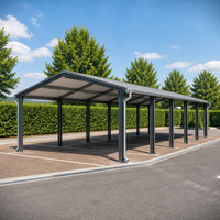 Abri de voiture à toit en pente avec gouttière, structure galvanisée, abri de garage métallique, auvent pour parking scolaire