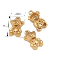 Pendentif Ours en Peluche 3D en Acier Inoxydable, Or, Argent, Charme pour la Fabrication de Bijoux, Collier, Boucles d'Oreilles DIY