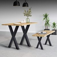 Pieds de table industriels robustes en forme de X, base en fonte, structure en acier, pieds de table basse en métal pour tables