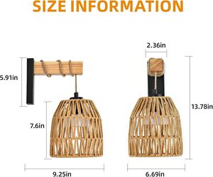 Asma Telli Rattan Duvar Lambası, El Yapımı Bambu, El Yapımı Malzemelerden Yapılmış Lambalar, Ev Dekorasyon Aksesuarları, Toptan Satış. - Product Image 3