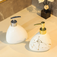 JIAYE 1Pcs Vente en gros Distributeur de savon en céramique-Design en marbre blanc, accessoire de salle de bain élégant pour les maisons, les hôtels et les maisons d'hôtes