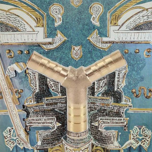 Raccord de plomberie en laiton poli de 10 mm, type pagode, à 3 voies, avec raccord cannelé pour tuyau - Product Image 3