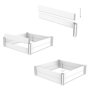 Jardin <span class=keywords><strong>surélevé</strong></span> à fleurs végétales blanches extérieures 4x4, lit <span class=keywords><strong>surélevé</strong></span> de jardin en plastique, lit de jardin <span class=keywords><strong>surélevé</strong></span> en plastique vinyle - Product Image 2