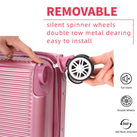 Valise à roulettes personnalisée en ABS, couleur rose, avec roues amovibles pour les voyages et la vie quotidienne