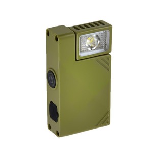 Mini <b>Flashlight</b> Type C Rechargeable <b>LED</b> Outdoor Keychain Light Military Green High Brightness Dual Light Source Handheld Lamp - Product Image 1