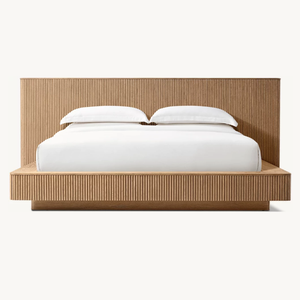 Letto <span class=keywords><strong>a</strong></span> pannello allungato Mulholland RH in rovere bianco massiccio intagliato, letto <span class=keywords><strong>a</strong></span> piattaforma King Size, mobili per camera da letto villa - Product Image 2