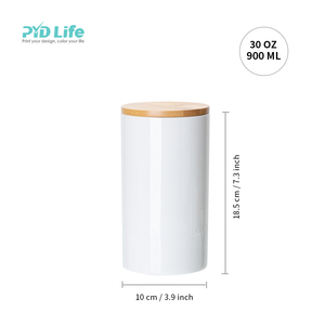 PYD Life 2023 Nuovo <span class=keywords><strong>Set</strong></span> Personalizzato di <span class=keywords><strong>Barattoli</strong></span> in Ceramica per Alimenti da 16oz 25oz 30oz con Coperchio in Legno di Bambù per Sublimazione - Product Image 4