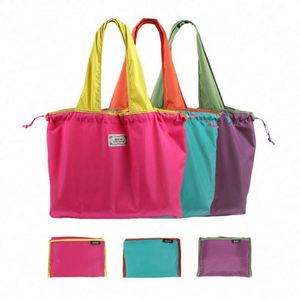 Fashion Portable Eco-friendly <b>Waterproof</b> Nylon <b>Drawstring</b> Shop Tote <b>Bag</b> Large Reusable Foldable Shopping <b>Bag</b> - Product Image 2