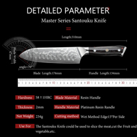 Pisau Santoku Tradisional Jepang Angele 7 Inci, Gagang Resin Ramah Lingkungan, Ambidextrous, Finishing Poles Tinggi untuk Dapur