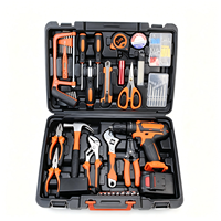 Kit d'outils électriques combinés avec perceuse sans fil et perceuse à percussion, 56 à 70 pièces, ensemble d'outils à main pour la maison, dans une boîte de rangement pour le bricolage à domicile