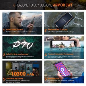 Ulefone Armor 3WT 6 Go 64 Go Téléphone portable Android 9.0 10300 mAh NFC 4G Smartphone Talkie-walkie Téléphone mobile robuste - Product Image 4