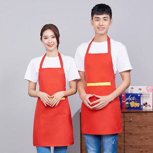 Delantal Wei Zhen Rojo Unisex, Tejido, Impermeable, para Cocina, Cafetería, Ropa de Trabajo - Product Image 1