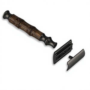 Morgans Industries Double Blade Safety <b>Razor</b> with Natural Bamboo Handle for <b>Men</b> Barber Shop Use Reusable Stainless Steel Blade - Product Image 1